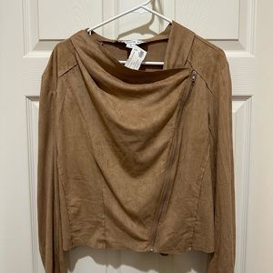 HYFVE faux suede cross zip cropped jacket. Size S. Brand new with tags.